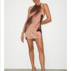 Dynamite Satin Halter Open Back Mini Dress Size M